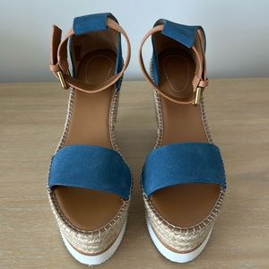See By Chloe Platform Wedge Sandal Blue